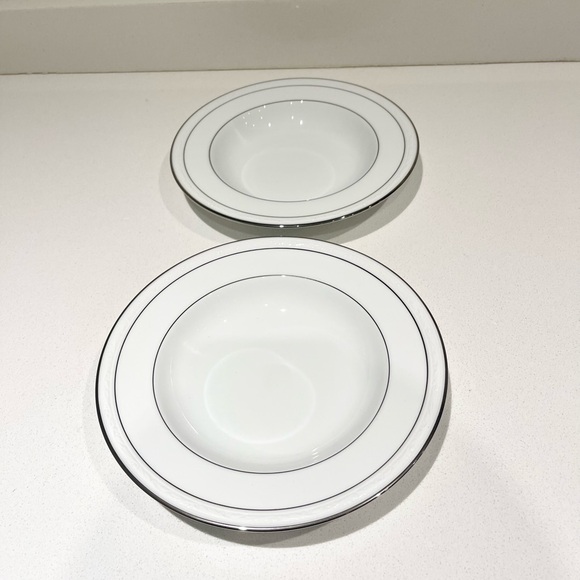 Set of 2 NORITAKE 4062 Whitescapes Stoneleigh China w/silver soup salad bowl - Picture 7 of 8